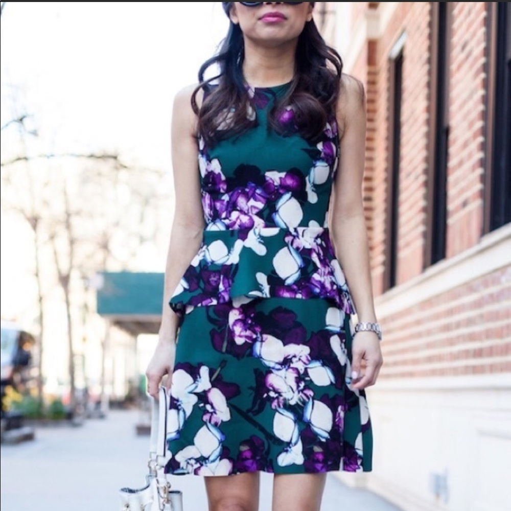 Banana Republic Green & Purple Peplum Dress